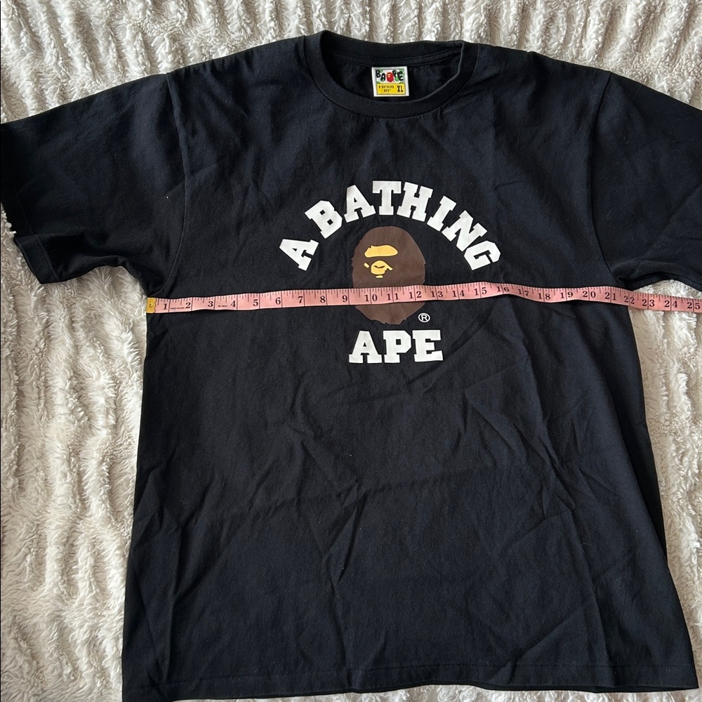 Bape - A Bathing Ape Black Mens College Short Sleeve Tee XL Authentic - Picture 8 of 9